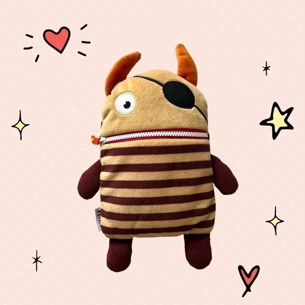 Gerd Hahn's Worry Eaters Flint The Pirate Stuffed Plush Zipper Mouth For Anxiety